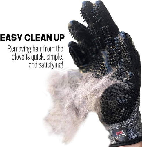 Otis and Claude Pet Grooming Gloves - Adjustable Strap, Gentle Hair Remover, Bathing, Massage Brush for Cats and Dogs