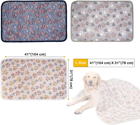 Dono 1 Pack 3 Dog Blankets, Soft Fluffy Fleece Pet Blanket, Warm Sleep Mat, Paw Print Design, Blanket for Dogs