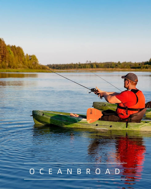 OCEANBROAD Adjustable Fishing Kayak Paddle, 94in/240cm-102in/260cm Aluminum Alloy Shaft with Paddle Leash