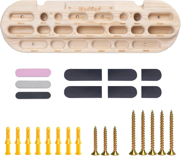 WodGod Climbing Hangboard Rock Climbing Training, Rock Climbing Fingerboard, Wooden Climbing Board Trainer