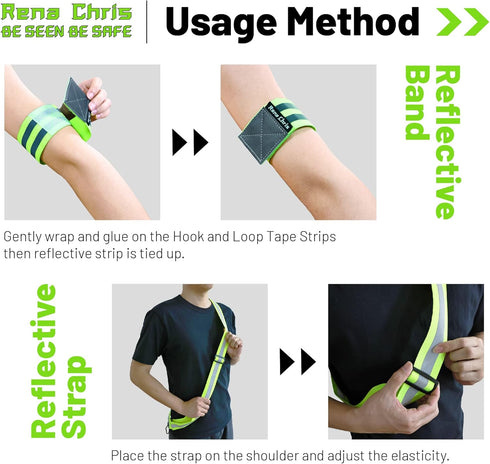 High Visibility Reflective Running Gear, Reflective Sash, Night Jogging Safety Gear for Women, Reflective Belt and