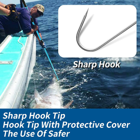 SAN LIKE Telescopic Fishing Gaff - Aluminum/Fiberglass Pole with Stainless Steel Hook