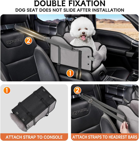 TKYZ Center Console Dog Car Seat,Pet Puppy Car Seat,Middle Console Dog Armrest Booster Seat for Small Dogs(Gray)