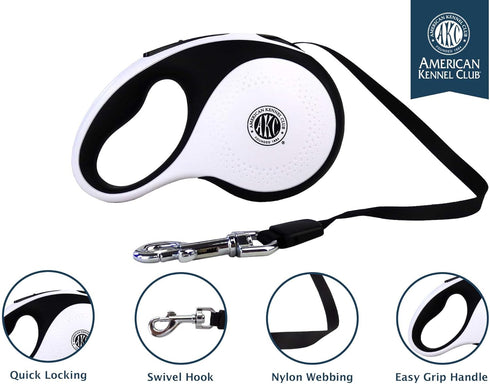 American Kennel Club 16.4ft Retractable Tangle-Free Dog Leash for Dogs up to 110 lbs, Ergonomic Grip
