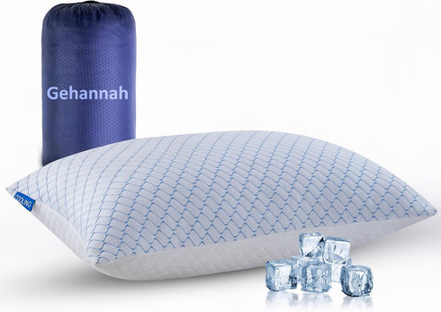 Gehannah Travel Pillow, Large Compressible Camping Pillow with Shredded Memory Foam and Storage Bag for Outdoor Gear