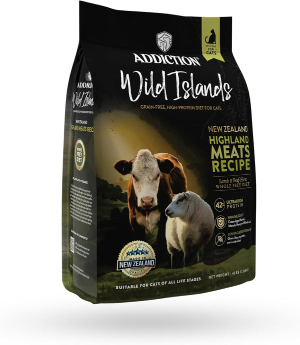Addiction Wild Islands Highland Meats Dry Cat Food, Grass-Fed Beef & Lamb Recipe, 4 lb