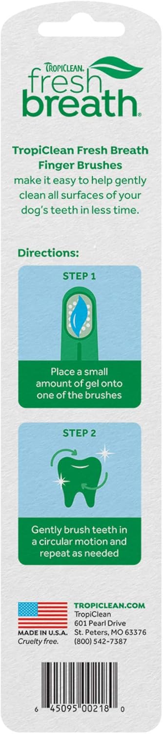 TropiClean Fresh Breath Finger Toothbrushes for Dogs & Puppies - Gentle Soft Toothbrush Alternative