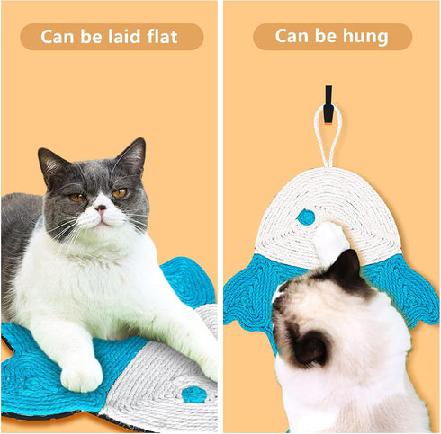 Cat Scratcher Pad Natural Sisal, Cute Hanging Mat for Indoor Cats, Protecting Furniture and Carpets