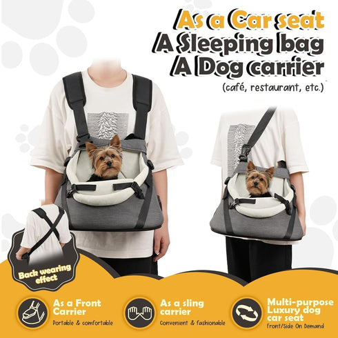 7 lbs, WOYYHO Luxury Dog Booster Car Seat Up to PU Leather Pet Car Seat with Safety Belt & Soft Flannel Liner