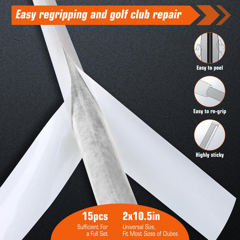 YIMISIMON 15 Set Golf Grip Regripping Kit for Home Use | Includes Retractable Hook Blade, Grip Tape, Grip Tape Remover