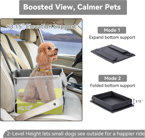 4 25lbs A Pet Dog Car Seats for Small Dogs Under Safety Travel Booster Seat with Patent Buckles, Adjustable Leash