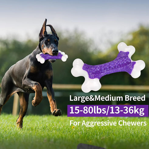 Tough Dog Chew Toys for Large Medium Breeds, Indestructible Bone Toy, Natural Nylon Heavy Duty Teething Training