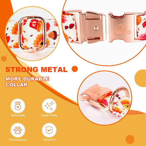 Dog Collar with Pretty Bow Tie - Durable Adjustable Thanksgiving Collar with Pumpkin and Turkey Pattern, Available in