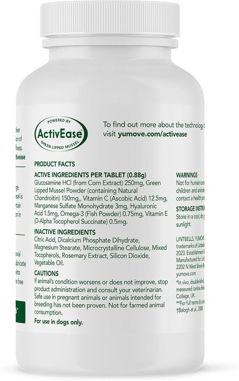 YuMOVE Hip & Joint Supplement for Dogs, Glucosamine, Hyaluronic Acid, 60ct Chewable Tablets