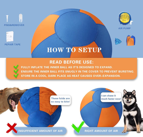Stcohyz 18'' Herding Ball for Dogs, Durable Waterproof Jolly Ball for Dogs, Dog Training Toy for Medium & Large Breeds