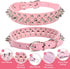 Spiked Pink Soft PU Leather Dog Collar with Funny Mushrooms Rivet Spike for Small Medium Large Dogs