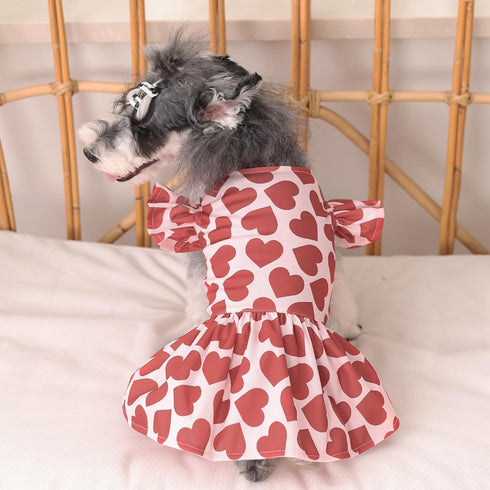CuteBone Dog Dress Princess Puppy Birthday Dress with Flutter Sleeves, Cat Clothes Outfit for Small Dogs Girl