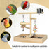 vibriskape Bird Playground, Natural Wood Bird Play Stand with Stand Perch, Two Toys, Two Food Cups, and Removable Tray