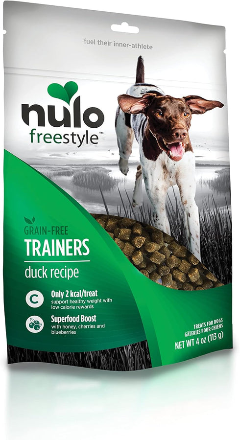 Nulo Freestyle Trainers Dog Treats, Grain Free, Healthy Low Calorie Duck Recipe, 4 oz Bag