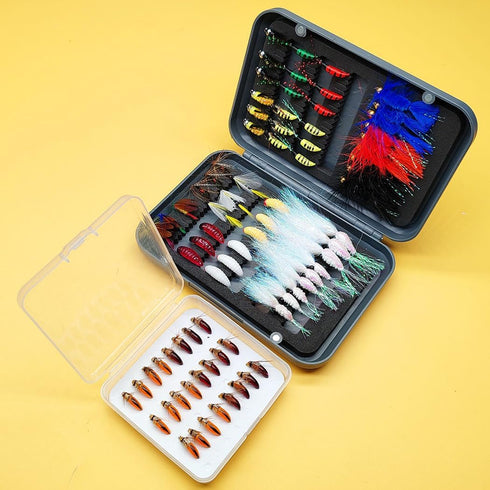 Set 22Pcs/51Pcs Premium Fly Fishing Flies - for Trout, Bass, and Salmon