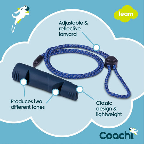 Coachi Two Tone Whistle, Train Two Dogs with Different Commands, Tough Material, Adjustable Reflective Lanyard,