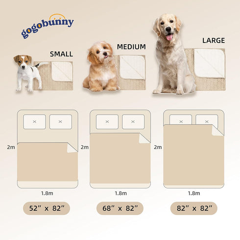 gogobunny 100% Double-Sided Waterproof Dog Bed Cover, Reversible Pet Blanket for Large Dog Cat, 68x82 Inch, Dark