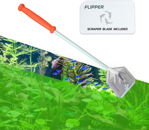 FL!PPER Flipper Platinum Aquarium Algae Scraper, 18” Rigid Shaft Cleaner for Glass & Acrylic Tanks