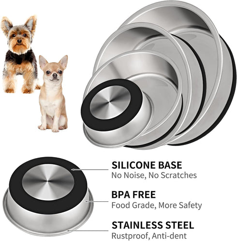 Taglory 2 Cup Stainless Steel Dog Bowls Set of 2 for Food and Water, Anti-Slip Silicone Base, Rust Resistant, 17oz,
