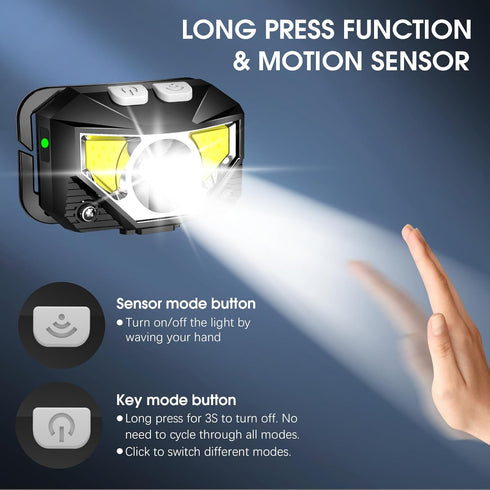 2-Pack Lamp,8 LHKNL Headlamp Flashlight, Lumen Ultra-Light Bright LED Rechargeable Headlight with White Red Light