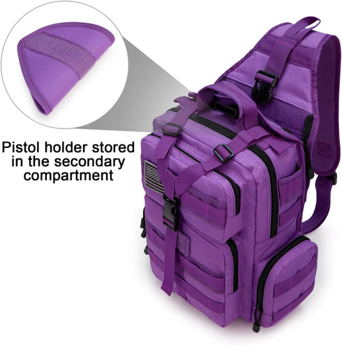G4Free Tactical EDC Sling Bag Backpack - Military Shoulder Backpack with Pistol Holster for Concealed Carry