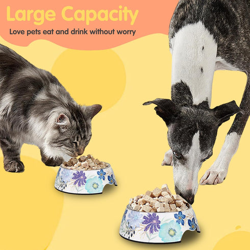 Pet Cats Dogs 2 in 1 Food Water Bowls - Non Slip Heavy Duty Bowls for Feeding Drinking Small Medium Large Dogs