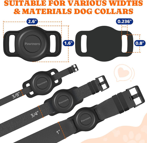 Waterproof Airtag Dog Collar Holder: 2 Pack Soft Silicone for Dogs Cats, IPX8 Waterproof Tracker Protective Cover