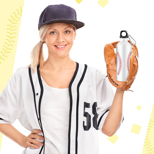 Yaomiao 12 Pcs Baseball Water Bottles, 17 oz Aluminum Tumbler, Leak Proof Sports Bottle for Kids