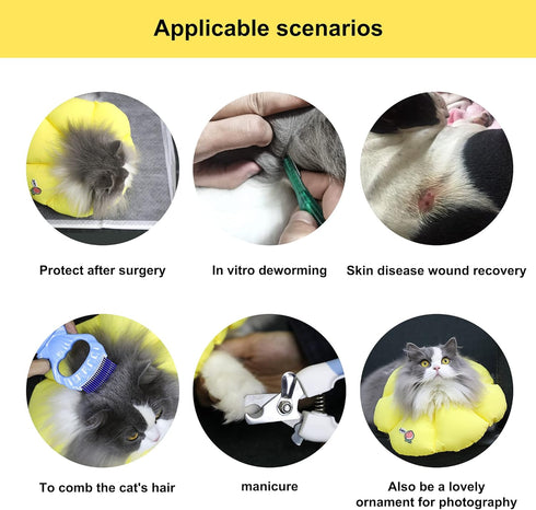HiDREAM Cat Cone Collar, Cute Waterproof Elizabethan E Collar for Cats, Anti-Bite Lick Wound Healing Safety Collar,