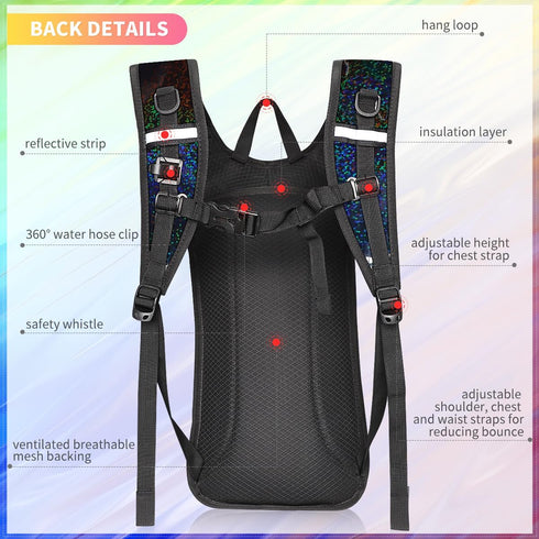 Hydration Backpack, Water Backpack with 2L Hydration Bladder, Essential for Raves, Hiking, Cycling, Outdoor Activities