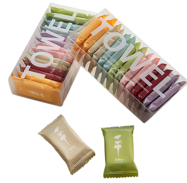 Compressed Portable Face Towel Tablet - 28 Pack Reusable Washcloth, Wet and
