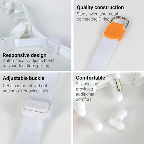 SVD.PET Dog Prong Collar for No-Pull Training, Adjustable Pinch Collar for Large Dogs (White, Large Size)