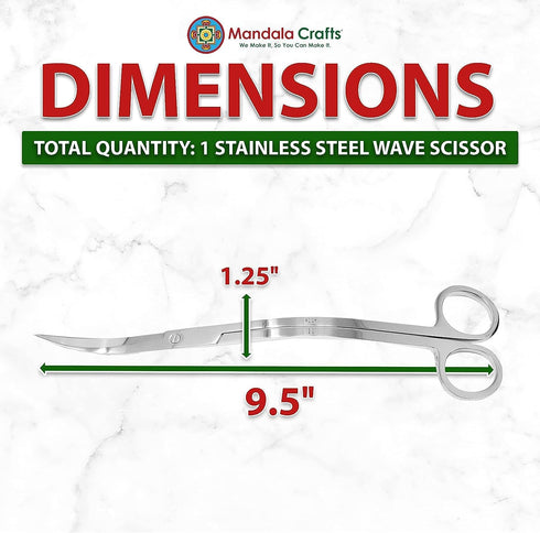 Mandala Crafts Stainless Steel Curved Aquarium Scissors for Aquatic Plants - Extra Long Silver Wave Scissors