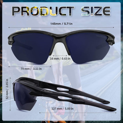 Polarized Sports Sunglasses for Men Women Cycling Running Fishing Glasses TR90 Unbreakable Frame UV Protection