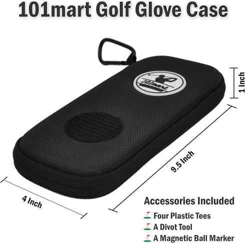 Golf Glove Holder Case, Keep Gloves Protected with Pocket & Slots for Accessories, Gift for Golfers