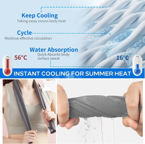 5 Pack 40 Inches 12 Inches, Puomue Cooling Towels, X Breathable Soft Chilly Microfiber Towel for Yoga, Sport, Running