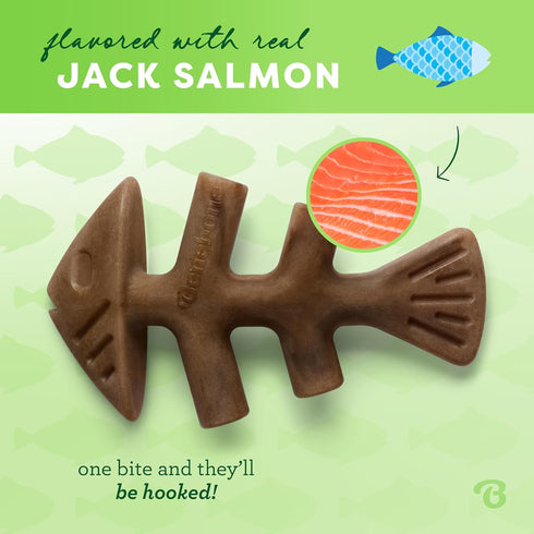 Benebone Fishbone Giant Durable Dog Chew Toy for Aggressive Chewers, Real Fish, Made in USA