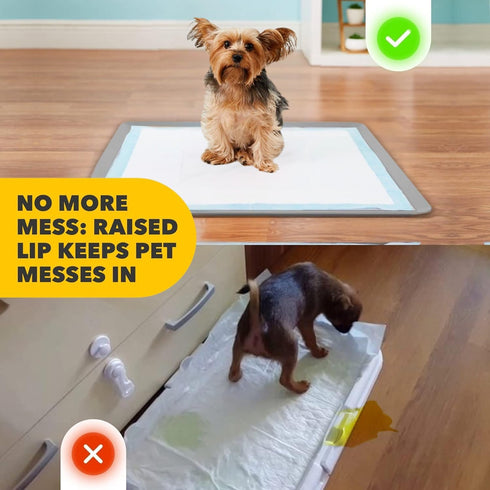 24 24 TidyFriend Dog Pee Pad Holder Tray - Fits Up to x Pee Pad Holder for Dogs - Stable Grip, Raised Edges, Quick-Wipe