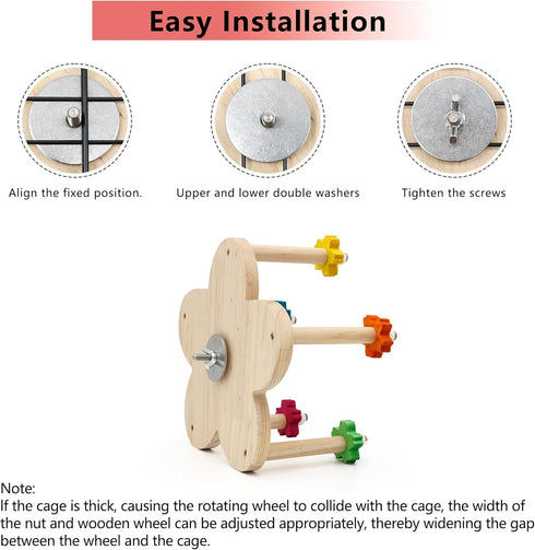 DVHEY 5 Bird Rotating Perch Toy,Durable Unique Wooden Ferris Wheel Parrot Toys with Perches,Bird Cage Accessories