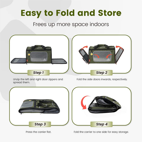Pawaii TSA Airline Approved Soft Sided Collapsible Pet Carrier, Portable and Convenient Travel Friendly Carrier