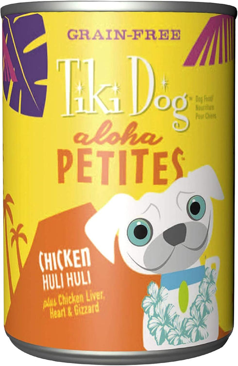 Tiki Dog Petites Grain Free - Chicken with Chicken Liver, Heart & Gizzard, 9 oz. Can, Pack of 8