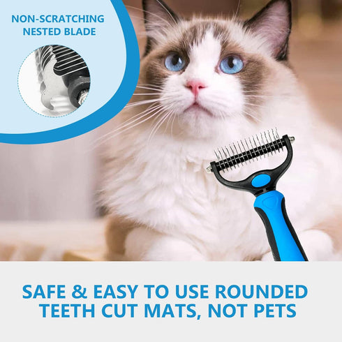 Shudyear Dog Grooming Brush and Metal Comb, Cat Brush Deshedder for Long Matted Haired Pets