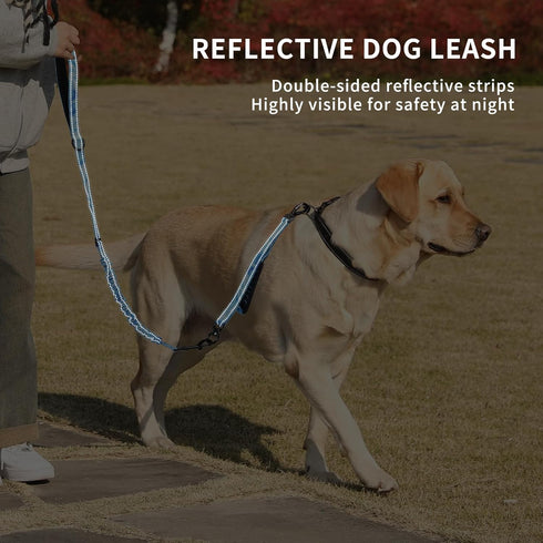 voopet Tactical Bungee Dog Leash, 4 FT Shock Absorbing Heavy Duty Leash for Medium Large Dogs, Smudge Blue