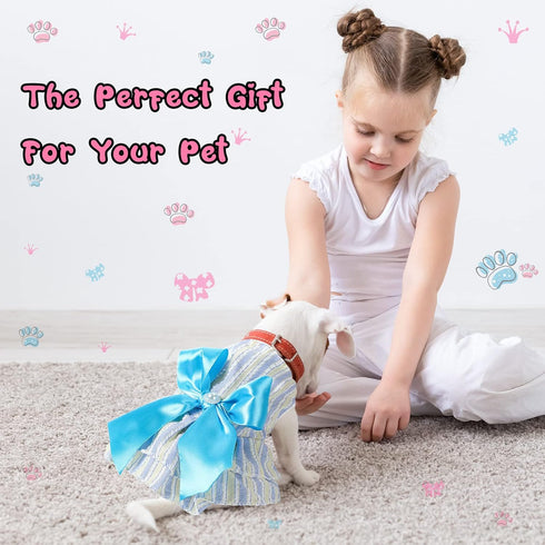 4 Pieces Summer Princess Dog Dresses for Small Medium Dogs, Tutu Skirt Apparel for Chihuahua Yorkies Pup Cat (X-Small)
