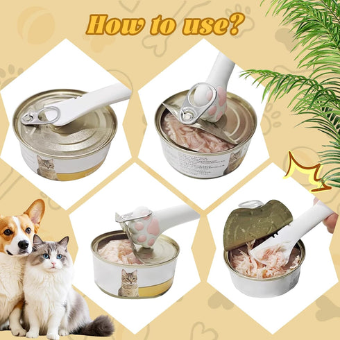 HARSKIYER Set 2, Cat Food Cover and Spatula of Multi-Functional Pet Food Can Lids and Serving Utensil for Wet and Dry